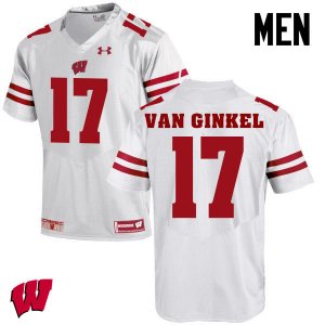 Men's Wisconsin Badgers NCAA #17 Andrew Van Ginkel White Authentic Under Armour Stitched College Football Jersey HC31T21HR